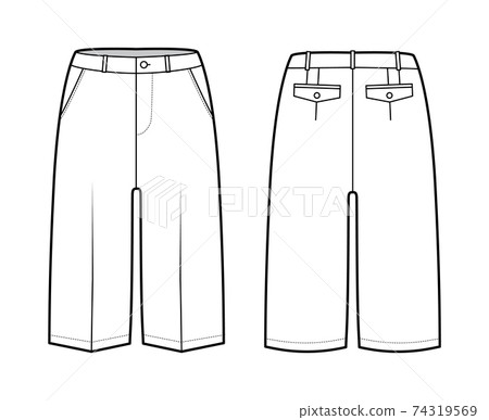 Short Bloomers Pants Technical Fashion Illustration With Bow Mini