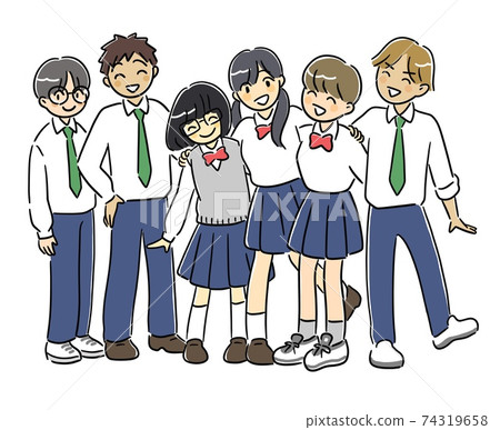 Men and women who cross their shoulders with a smile 74319658