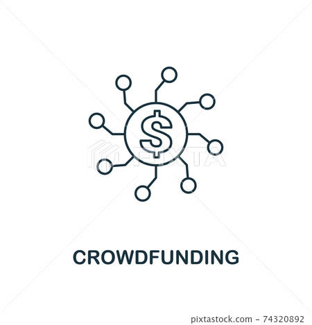 Crowdfunding icon outline style. Thin line... - Stock Illustration ...