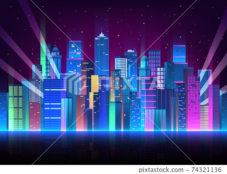 Night city panorama Night city panorama 74321136
