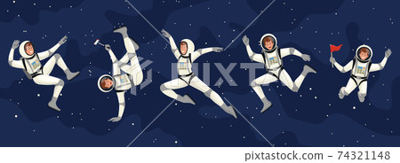 Cartoon astronaut set Cartoon astronaut set 74321148