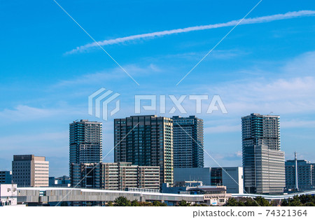 View of Tokyo cityscape of Japan, tower apartment, Yurikamome, Ariake Tennis Forest Station, etc. 74321364