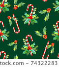 Christmas seamless watercolor pattern. Tasty set of Christmas sweets.  74322283
