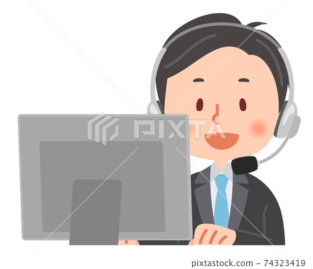 電話接線員的男性 74323419
