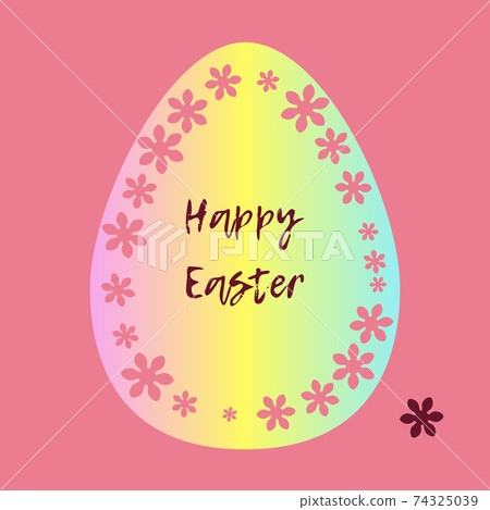 Easter decorative card with flowers cut off. Pink background is easy to change 74325039