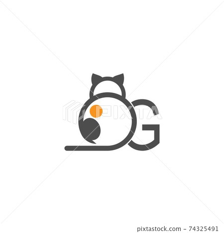 Design Template Of Black Cat Icon Logo With Letter O Vector