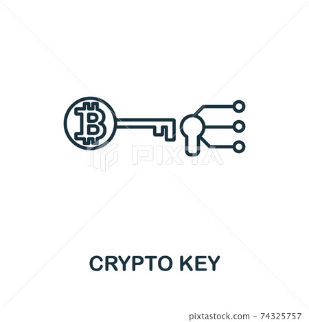 Crypto Key outline icon. Thin line concept element from fintech technology icons collection. Creative Crypto Key icon for mobile apps and web usage 74325757
