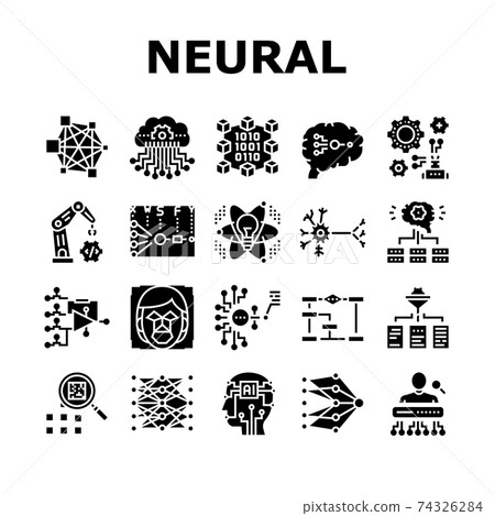 Neural Network And Ai Collection Icons Set Vector - Stock Illustration ...