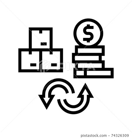 goods to money converter line icon vector illustration 74326309