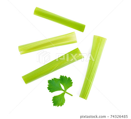 Top view of celery isolated on white background Top view of celery isolated on white background 74326485