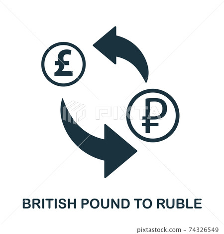 British Pound To Ruble icon. Mobile app, printing, web site icon. Simple element sing. Monochrome British Pound To Ruble icon illustration. British Pound To Ruble icon. Mobile app, printing, web site icon. Simple element sing. Monochrome British Pound To Ruble icon illustration. 74326549