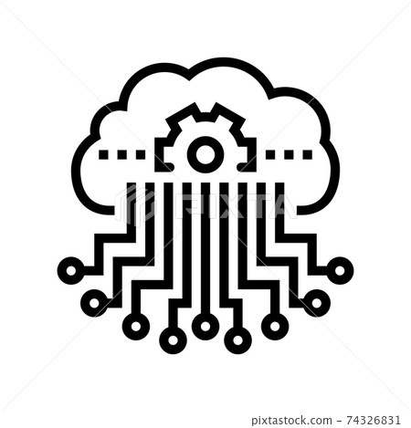 cloud storage and working process neural network line icon vector illustration cloud storage and working process neural network line icon vector illustration 74326831