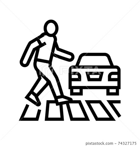 human crossing road on crosswalk line icon vector illustration human crossing road on crosswalk line icon vector illustration 74327175