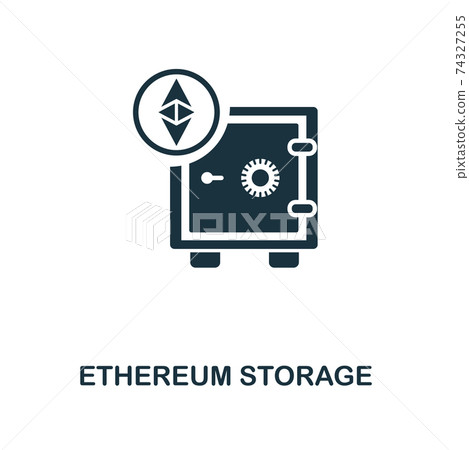 Ethereum Storage icon. Monochrome style design from crypto currency icon collection. UI. Pixel perfect simple pictogram ethereum storage icon. Web design, apps, software, print usage. 74327255