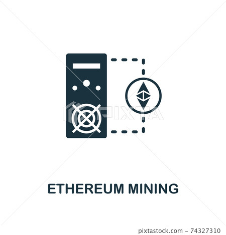 Ethereum Mining icon. Monochrome style design from crypto currency icon collection. UI. Pixel perfect simple pictogram ethereum mining icon. Web design, apps, software, print usage. 74327310