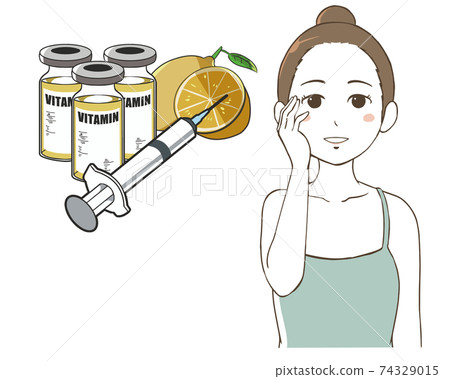 A woman who injects vitamins with lemon and white skin A woman who injects vitamins with lemon and white skin 74329015