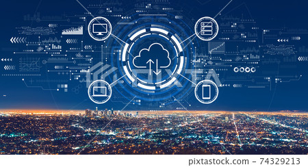 Cloud computing with downtown Los Angeles 74329213