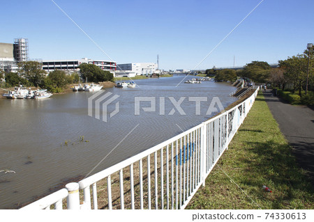 Shikahama, Adachi-ku: At the bank of the flooded Shinshiba River (Typhoon No. 19 in the first year of Reiwa) Shikahama, Adachi-ku: At the bank of the flooded Shinshiba River (Typhoon No. 19 in the first year of Reiwa) 74330613