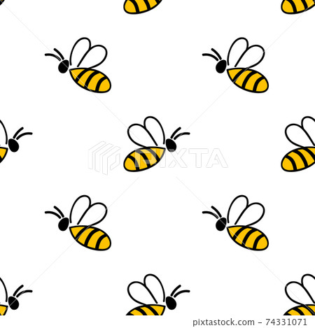 Seamless pattern with hand drawn bee. Vector - Stock Illustration ...