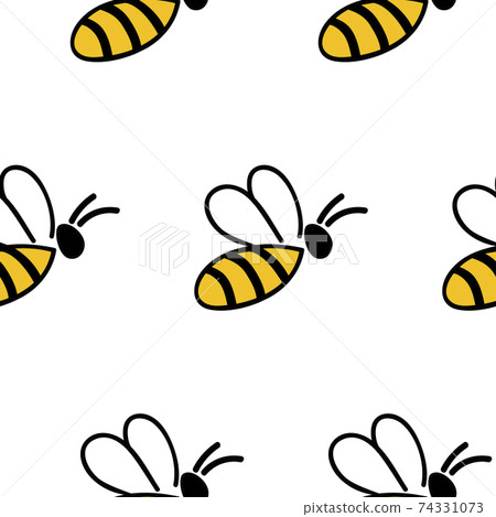Seamless pattern with hand drawn bee. Vector - Stock Illustration ...