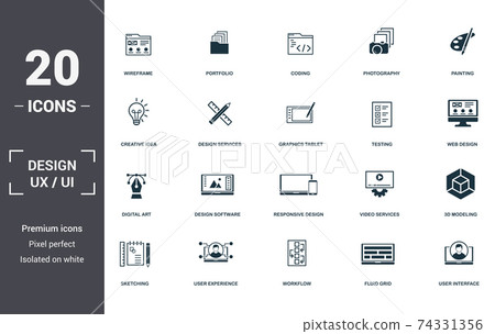 Design Ui And Ux set icons collection. Includes... - Stock Illustration ...