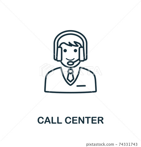 Call Center outline icon. Thin line concept element from customer service icons collection. Creative Call Center icon for mobile apps and web usage 74331743
