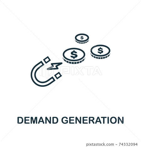 Demand Generation outline icon. Thin line concept element from crm icons collection. Creative Demand Generation icon for mobile apps and web usage 74332094