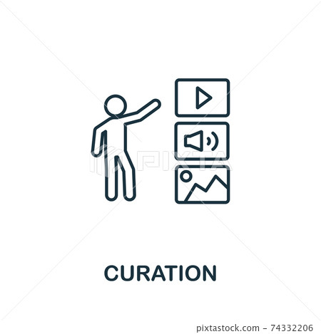 Curation outline icon. Thin line concept element from content icons collection. Creative Curation icon for mobile apps and web usage Curation outline icon. Thin line concept element from content icons collection. Creative Curation icon for mobile apps and web usage 74332206