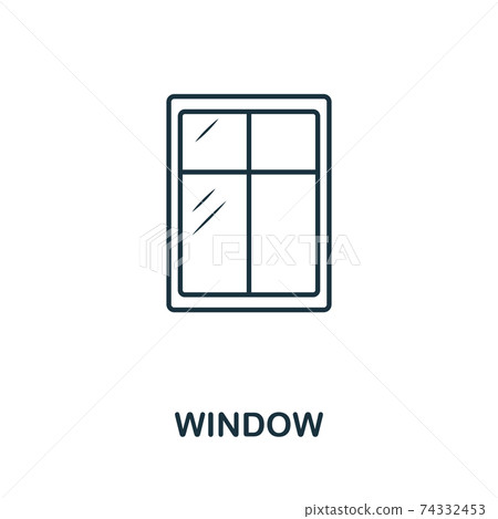 Window line icon. Thin style element from construction tools icons collection. Outline Window icon for computer and mobile. Symbol, logo vector graphics Window line icon. Thin style element from construction tools icons collection. Outline Window icon for computer and mobile. Symbol, logo vector graphics 74332453