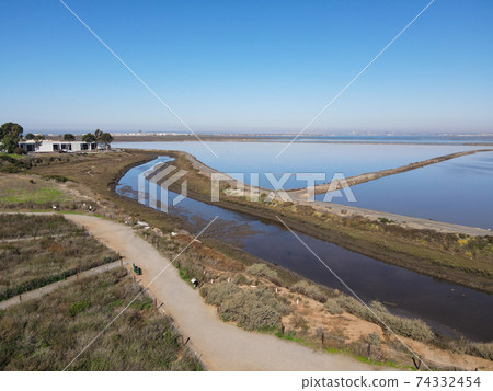 Aerial view of Otay River and San Diego Bay National Refuger from Imperial Beach, San Diego Aerial view of Otay River and San Diego Bay National Refuger from Imperial Beach, San Diego 74332454