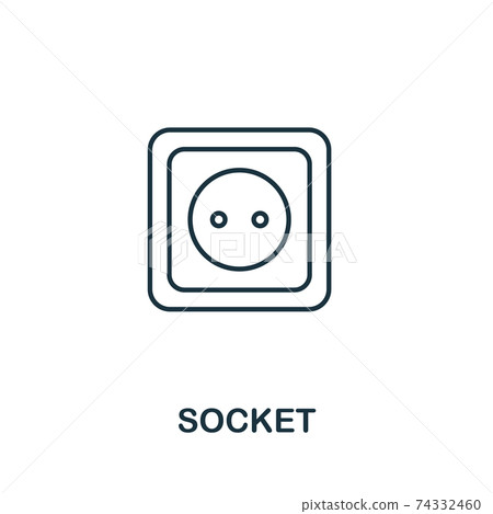 Socket line icon. Thin style element from construction tools icons collection. Outline Socket icon for computer and mobile. Symbol, logo vector graphics 74332460