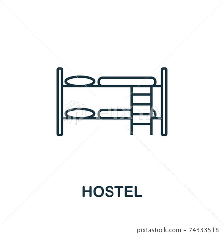 Hostel outline icon. Thin style design from city elements icons collection. Pixel perfect symbol of hostel icon. Web design, apps, software, print usage Hostel outline icon. Thin style design from city elements icons collection. Pixel perfect symbol of hostel icon. Web design, apps, software, print usage 74333518