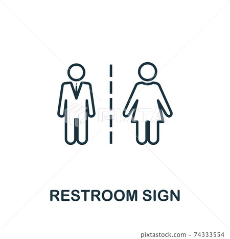 Restroom Sign outline icon. Thin style design from city elements icons collection. Pixel perfect symbol of restroom sign icon. Web design, apps, software, print usage 74333554