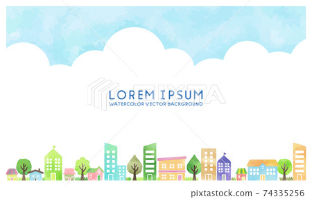 Illustration of cityscape with watercolor touch 74335256