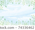 背景框植物葉子水彩[藍色] 02 74336462