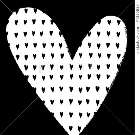 Vector Heart shape frame with brush painting on… - Stock Illustration