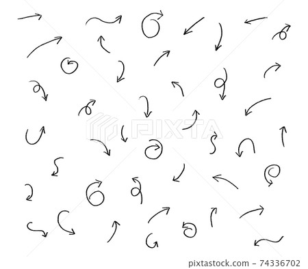 Hand drawn arrow set, abstract shapes doodle, collection of black direction sketch symbols, vector illustration graphic design elements - Vector 74336702
