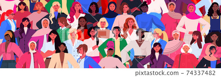 mix race women group celebrating international womens day 8 march holiday celebration concept portrait 74337482