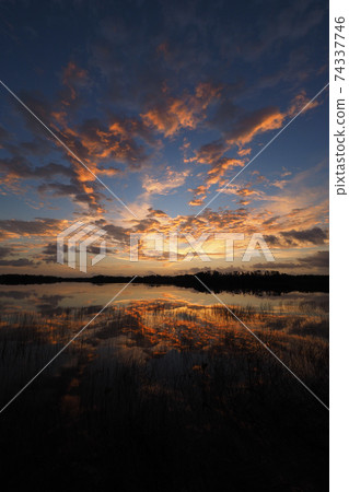 Sunrise over Nine Mile Pond in Everglades National Park, Florida. Sunrise over Nine Mile Pond in Everglades National Park, Florida. 74337746