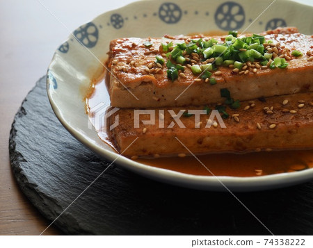 Asian food braised tofu in soy sauce, side dish Asian food braised tofu in soy sauce, side dish 74338222