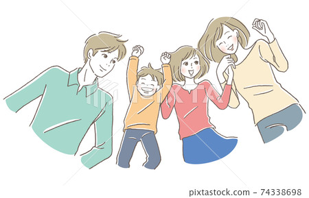 Family lying down with a smile Family lying down with a smile 74338698