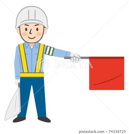 Young male security guard guiding traffic 74338725