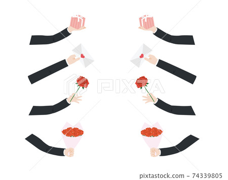 贈送禮物的手手臂手身體部位套裝插圖素材 贈送禮物的手手臂手身體部位套裝插圖素材 74339805