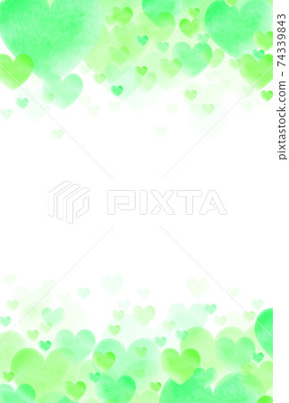 Heart material Image of watercolor yellow-green hearts springing up from above and below like flowers Vertical background White Other colors available Heart material Image of watercolor yellow-green hearts springing up from above and below like flowers Vertical background White Other colors available 74339843