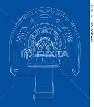 Female Patient Lying on a CT or MRI Scan. Vector Female Patient Lying on a CT or MRI Scan. Vector 74340499
