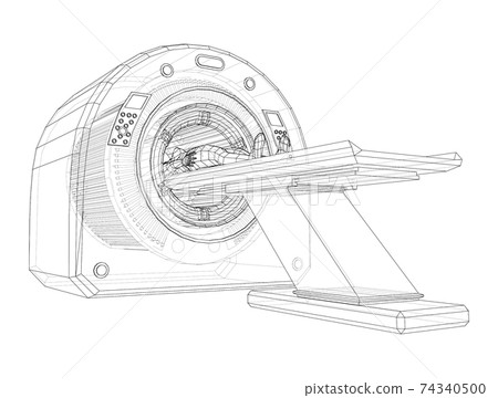 Female Patient Lying on a CT or MRI Scan. Vector Female Patient Lying on a CT or MRI Scan. Vector 74340500