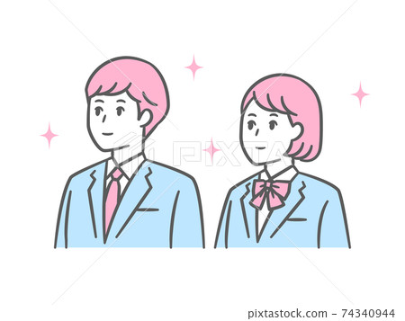 初中和高中男孩和女孩看西裝外套的插圖 初中和高中男孩和女孩看西裝外套的插圖 74340944