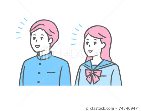 Illustration of middle and high school boys and girls looking up and laughing Gakuran and sailor suit Illustration of middle and high school boys and girls looking up and laughing Gakuran and sailor suit 74340947