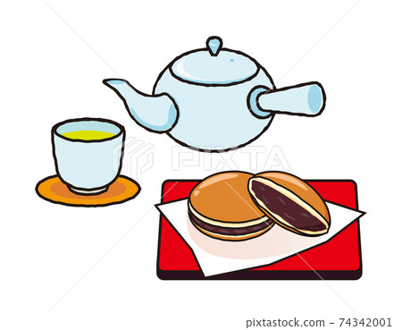 Vector illustration of Kyusu with tea and hot water only Dorayaki Vector illustration of Kyusu with tea and hot water only Dorayaki 74342001