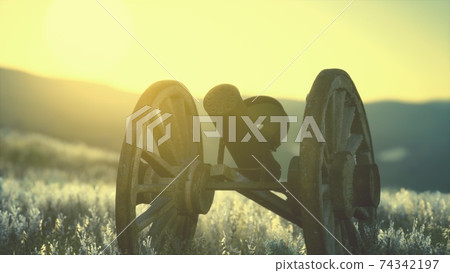 historic war gun on the hill at sunset historic war gun on the hill at sunset 74342197